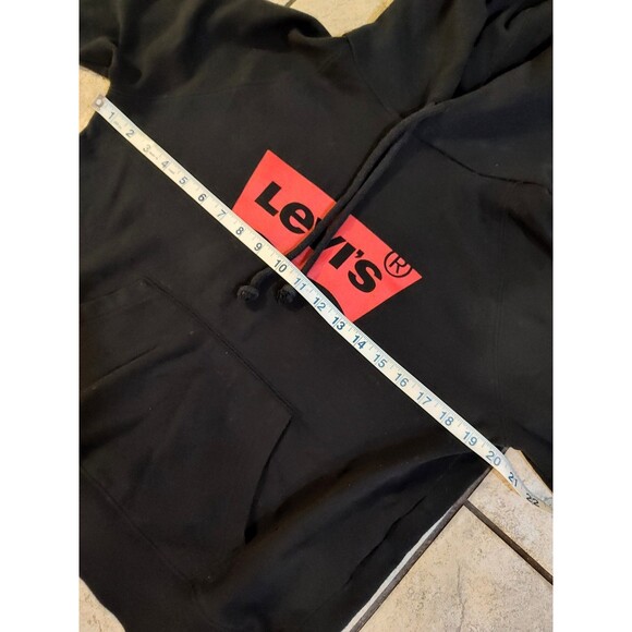 Levi’s Black Hoodie Sweatshirt Women's Medium Red Batwing Logo Graphic Printed - Picture 4 of 11